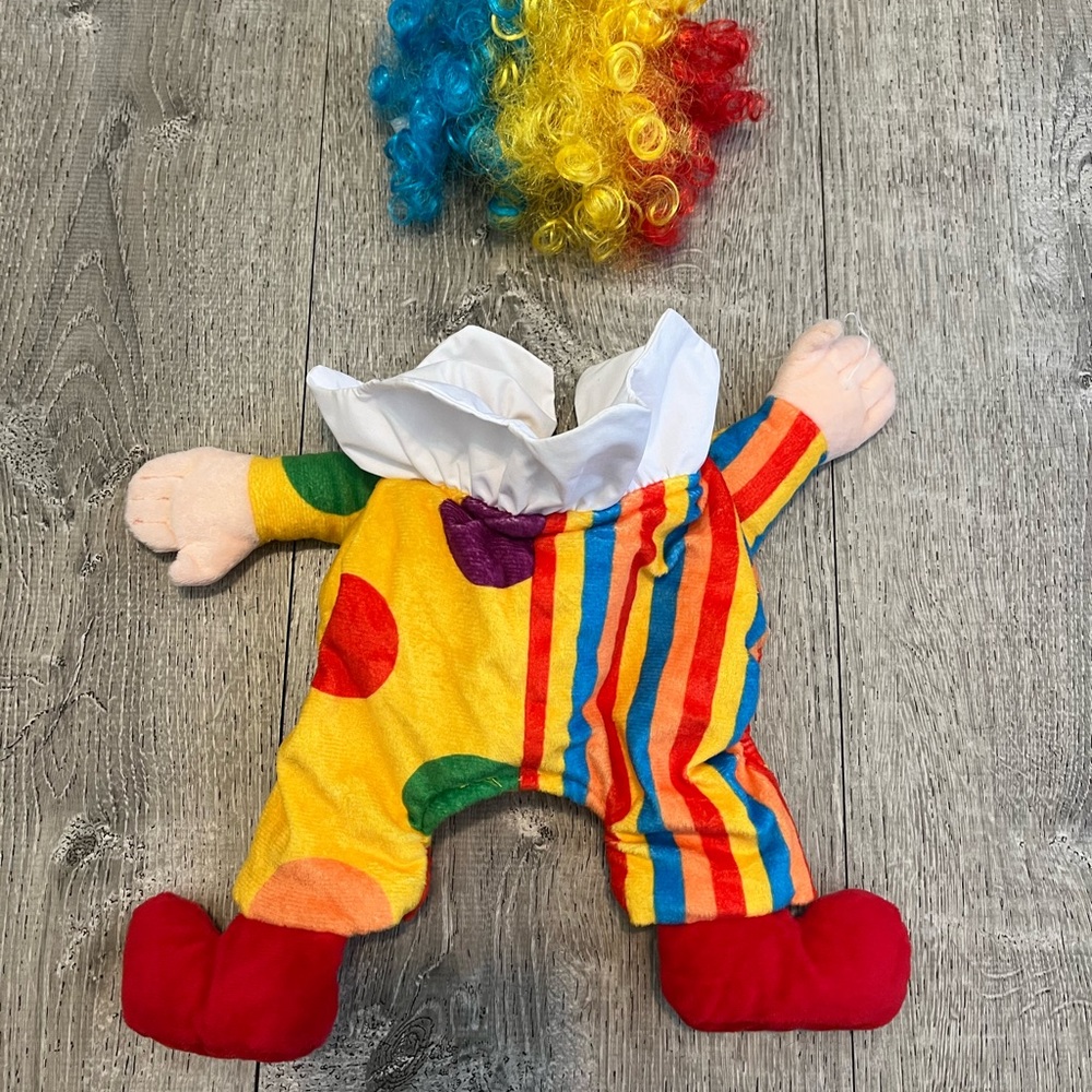 Dog Halloween Clown Costume with Wig Size SMALL
